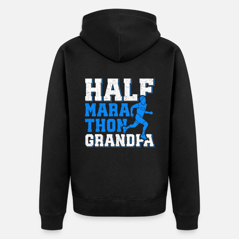 Halbmarathon Opa Halb-Marathon Geschenk - Unisex Premium Bio Zip Hoodie - Schwarz