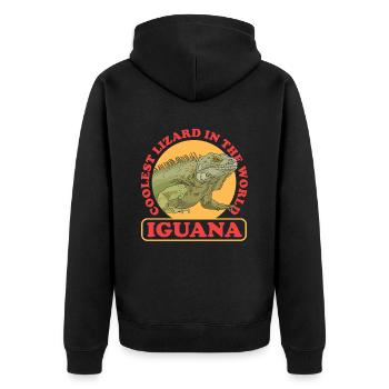 Leguan Reptilien Eidechse Leguane Geschenk - Unisex Premium Bio Zip Hoodie - Schwarz - Hinten - Nico (187cm)