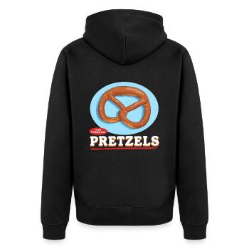 Brezel Brezelliebhaber Brezeln Geschenk - Unisex Premium Bio Zip Hoodie - Schwarz - Hinten - Nico (187cm)