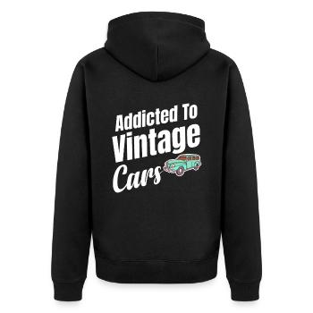 Addicted to - Unisex Premium Organic Zip Hoodie - black - Back - Nico (187cm)