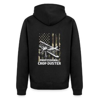 crop dusting American flag, cropdusting - Unisex Premium Bio Zip Hoodie - Schwarz - Hinten - Nico (187cm)