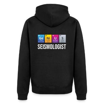 Genialer Seismologe, Lustiger Vulkanologe, - Unisex Premium Bio Zip Hoodie - Schwarz - Hinten - Nico (187cm)