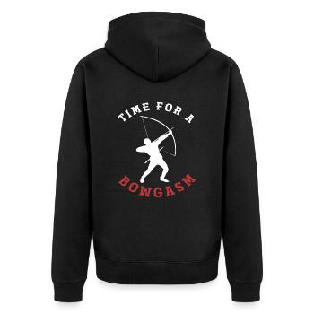 Bow Hobby Word Game Archery - Unisex Premium Organic Zip Hoodie - black - Back - Nico (187cm)