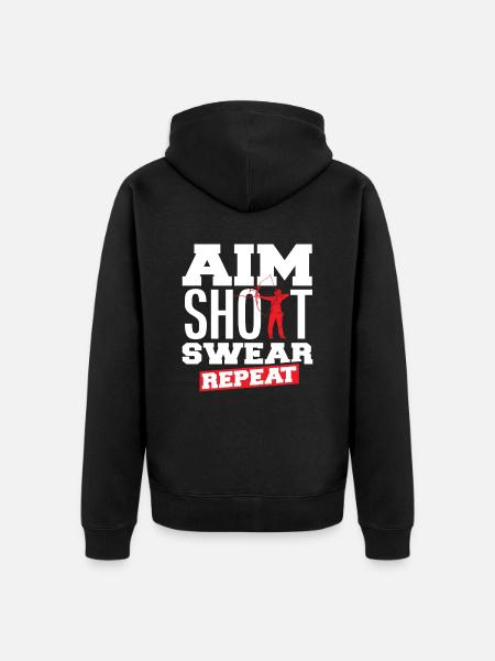 Bow, Aim, Swearing, Archery - Unisex Premium Organic Zip Hoodie - black
