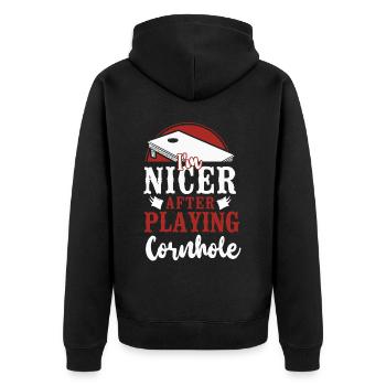 Joueur de sac de haricots de l’équipe Cornhole - Veste à capuche bio Premium Unisexe - noir - Dos - Nico (187cm)