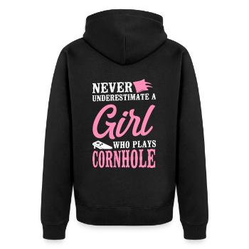 Joueur de sac de haricots de l’équipe Cornhole - Veste à capuche bio Premium Unisexe - noir - Dos - Nico (187cm)
