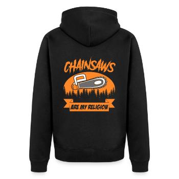Chainsaw Fire Wood Chain Saw Chainsaws - Unisex Premium Organic Zip Hoodie - black - Back - Nico (187cm)