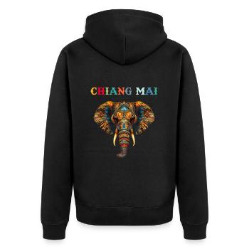 Chiang mai Elephant Thailand - Unisex Premium Bio Zip Hoodie - Schwarz - Hinten - Nico (187cm)