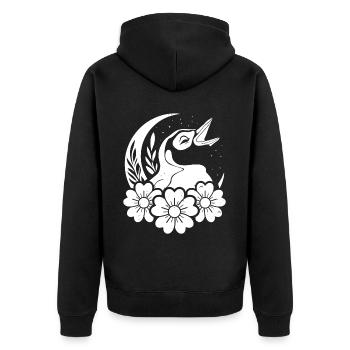 Penguin Wild Flowers Floral Moon - Unisex Premium Organic Zip Hoodie - black - Back - Nico (187cm)