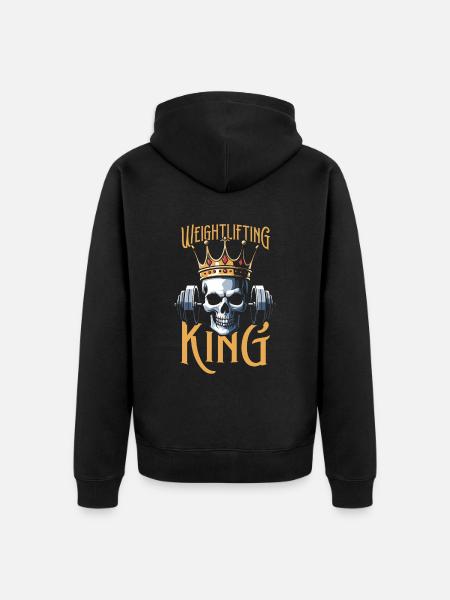 weightlifting weightlifting skull - Unisex Premium Organic Zip Hoodie - black
