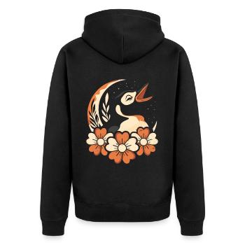 Penguin Wild Flowers Floral Moon - Unisex Premium Organic Zip Hoodie - black - Back - Nico (187cm)
