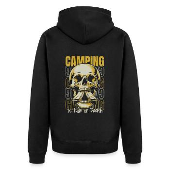 Tent Camping Camping Skull - Unisex Premium Organic Zip Hoodie - black - Back - Nico (187cm)