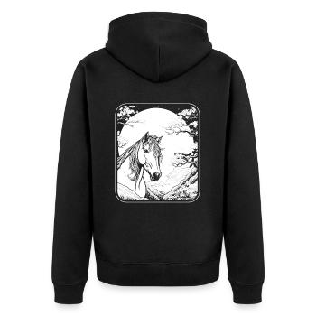 Cheval Équitation Japon Cerisier Fleur Lune - Veste à capuche bio Premium Unisexe - noir - Dos - Nico (187cm)