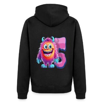 Monster Design for Kids – Five Years - Unisex Premium Organic Zip Hoodie - black - Back - Nico (187cm)