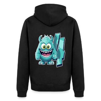 Conception de monstres pour enfants – quatre ans - Veste à capuche bio Premium Unisexe - noir - Dos - Nico (187cm)