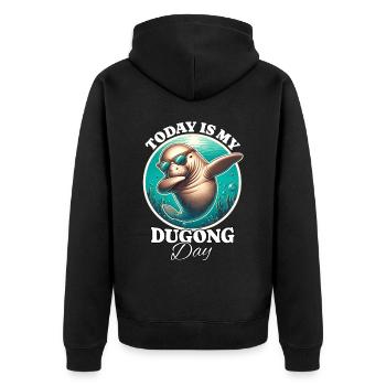 Seekuh Dugong - Unisex Premium Bio Zip Hoodie - Schwarz - Hinten - Nico (187cm)