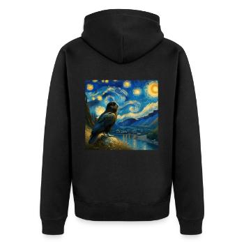 Kakapo Starry Night - Unisex Premium Bio Zip Hoodie - Schwarz - Hinten - Nico (187cm)