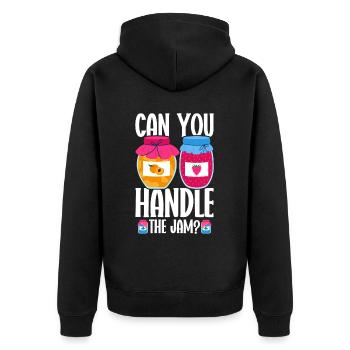 Konservieren Konservendosen Konserven Einmachen - Unisex Premium Bio Zip Hoodie - Schwarz - Hinten - Nico (187cm)