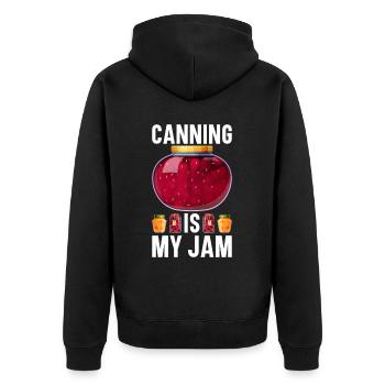 Konservieren Konservendosen Konserven Einmachen - Unisex Premium Bio Zip Hoodie - Schwarz - Hinten - Nico (187cm)