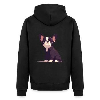 Niedliche Bulldogge Mops Hund - Unisex Premium Bio Zip Hoodie - Schwarz - Hinten - Nico (187cm)