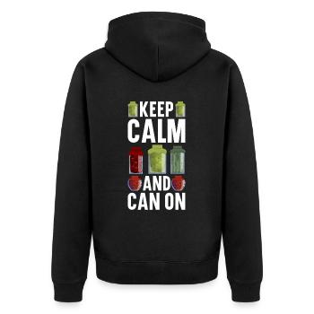 Konservieren Konservendosen Konserven Einmachen - Unisex Premium Bio Zip Hoodie - Schwarz - Hinten - Nico (187cm)