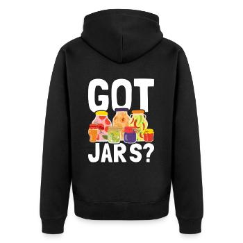 Konservieren Konservendosen Konserven Einmachen - Unisex Premium Bio Zip Hoodie - Schwarz - Hinten - Nico (187cm)