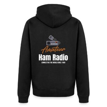 Amateur-amateurfunk Verbindet Die Welt Seit 1909 - Unisex Premium Bio Zip Hoodie - Schwarz - Hinten - Nico (187cm)
