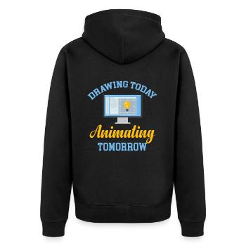 Heute Zeichnen, Morgen Animieren Lustiger - Unisex Premium Bio Zip Hoodie - Schwarz - Hinten - Nico (187cm)