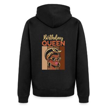 Geburtstagskönigin Afroamerikaner Melanin Schwarz - Unisex Premium Bio Zip Hoodie - Schwarz - Hinten - Nico (187cm)