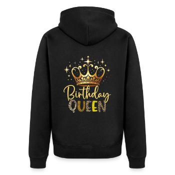 Geburtstagskönigin Afroamerikaner Melanin Schwarz - Unisex Premium Bio Zip Hoodie - Schwarz - Hinten - Nico (187cm)