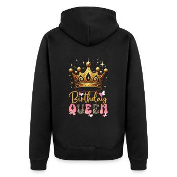 Geburtstagskönigin Afroamerikaner Melanin Schwarz - Unisex Premium Bio Zip Hoodie - Schwarz - Hinten - Nico (187cm)