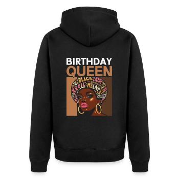 Geburtstagskönigin Afroamerikaner Melanin Schwarz - Unisex Premium Bio Zip Hoodie - Schwarz - Hinten - Nico (187cm)