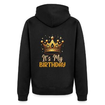 Geburtstagskönigin Afroamerikaner Melanin Schwarz - Unisex Premium Bio Zip Hoodie - Schwarz - Hinten - Nico (187cm)