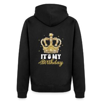 Geburtstagskönigin Afroamerikaner Melanin Schwarz - Unisex Premium Bio Zip Hoodie - Schwarz - Hinten - Nico (187cm)