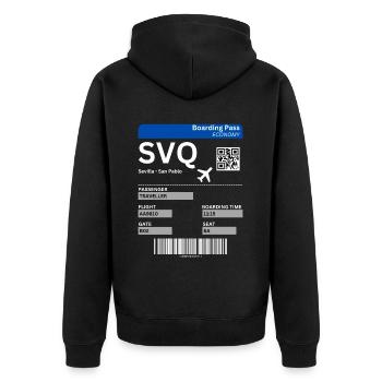 Seville flight ticket to Spain - Unisex Premium Organic Zip Hoodie - black - Back - Nico (187cm)