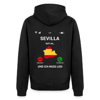 Sevilla Andalusien Spanien Urlaub Idee - Unisex Premium Bio Zip Hoodie - Schwarz - Hinten - Nico (187cm)
