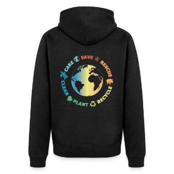 Protection de l’environnement, Conservation de la nature, Protecteur des océans, Planète - Veste à capuche bio Premium Unisexe - noir - Dos - Nico (187cm)