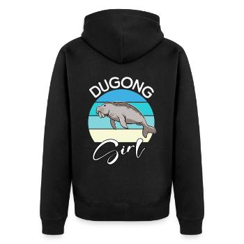 Dugong Girl Seekuh - Unisex Premium Bio Zip Hoodie - Schwarz - Hinten - Nico (187cm)