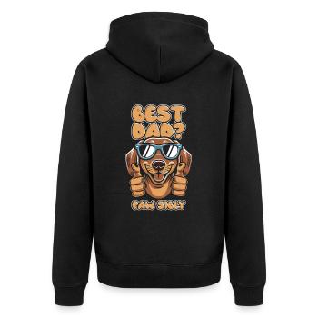 Dackel Dachshund Vater Best Dad Pawsibly - Unisex Premium Bio Zip Hoodie - Schwarz - Hinten - Nico (187cm)