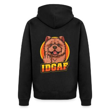 Chow Chow Idgaf - Unisex Premium Bio Zip Hoodie - Schwarz - Hinten - Nico (187cm)