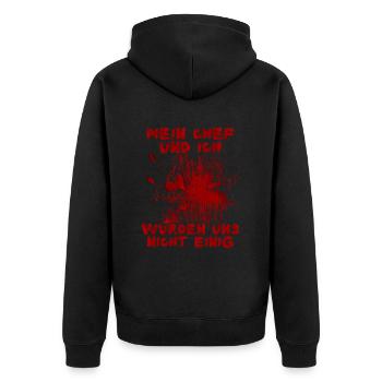 Mon patron et moi n’arrivions pas à nous mettre d’accord sur Halloween - Veste à capuche bio Premium Unisexe - noir - Dos - Nico (187cm)