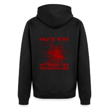 Today was a staff meeting Halloween saying - Unisex Premium Organic Zip Hoodie - black - Back - Nico (187cm)