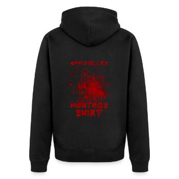 Chemise officielle du lundi - Dicton d’Halloween - Veste à capuche bio Premium Unisexe - noir - Dos - Nico (187cm)
