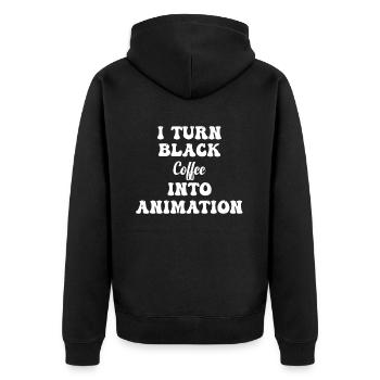 Ich Verwandle Schwarzen Kaffee In Animation 3d - Unisex Premium Bio Zip Hoodie - Schwarz - Hinten - Nico (187cm)