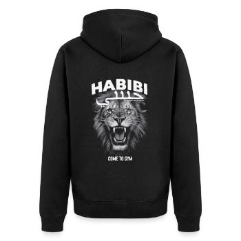 Habibi Lion - Motivation pour la salle de sport - Veste à capuche bio Premium Unisexe - noir - Dos - Nico (187cm)