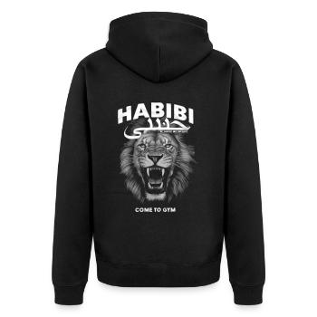 Habibi Lion - Motivation pour la salle de sport - Veste à capuche bio Premium Unisexe - noir - Dos - Nico (187cm)