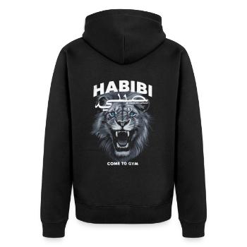 Habibi Lion - Motivation pour la salle de sport - Veste à capuche bio Premium Unisexe - noir - Dos - Nico (187cm)