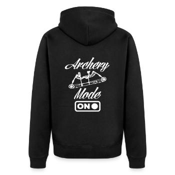 Bow Mode Archery - Unisex Premium Organic Zip Hoodie - black - Back - Nico (187cm)