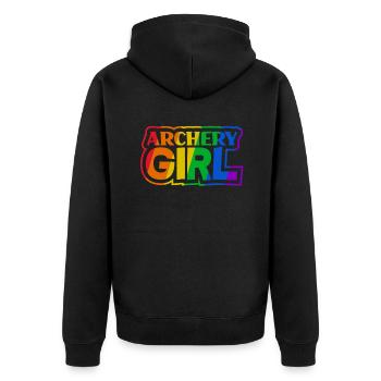 Frau Mädchen Bogen Bogenschießen LGBTQ - Unisex Premium Bio Zip Hoodie - Schwarz - Hinten - Nico (187cm)