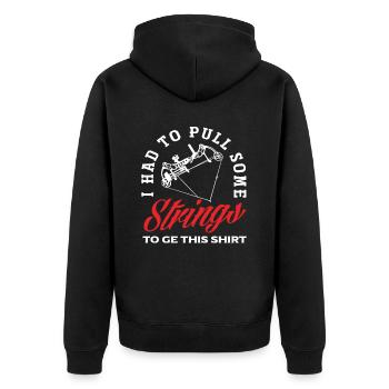 Bow Pun Archery - Unisex Premium Organic Zip Hoodie - black - Back - Nico (187cm)
